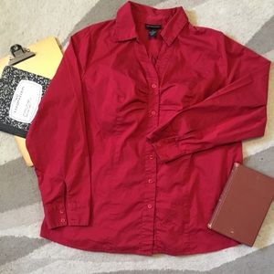 Lane Bryant Red Button Down